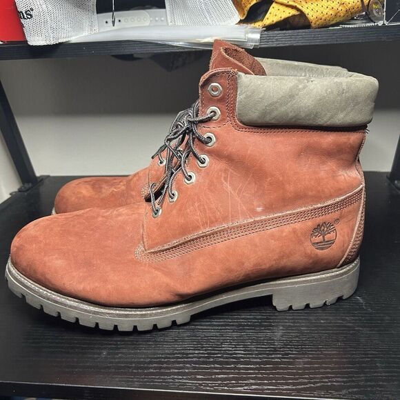 Timberland Boots Red Mens Size 14 Made In USA - Picture 7 of 15